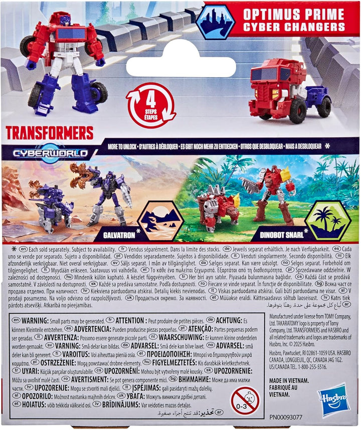 Transformers Cyberworld Cyber Optimus Prime Offroad, 10 cm grosse Action-Figur mit 4 Schritten zur V