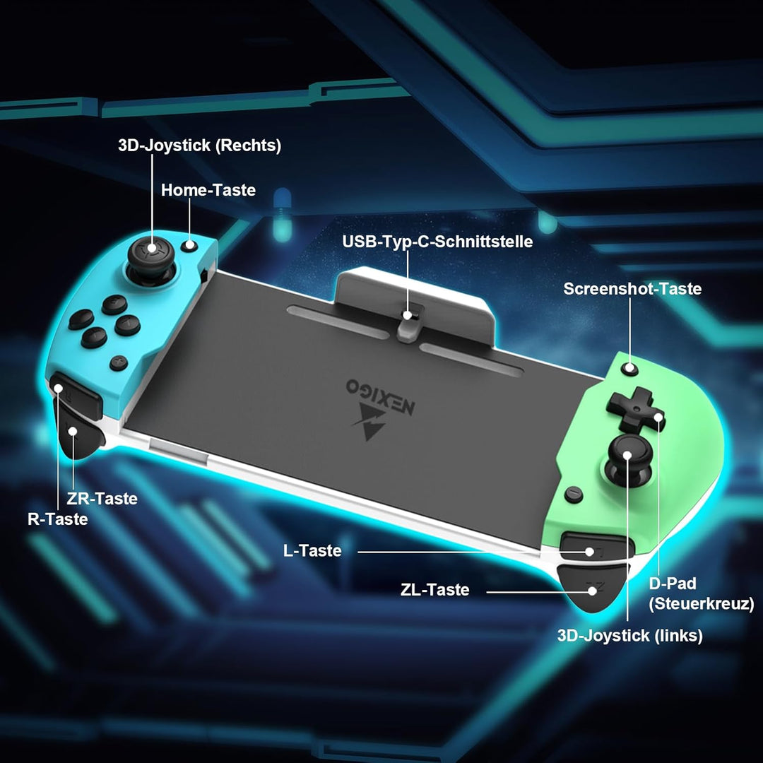 NexiGo Controller für den Handheld Modus, ergonomischer Controller für Nintendo Switch mit 6-Achsen-