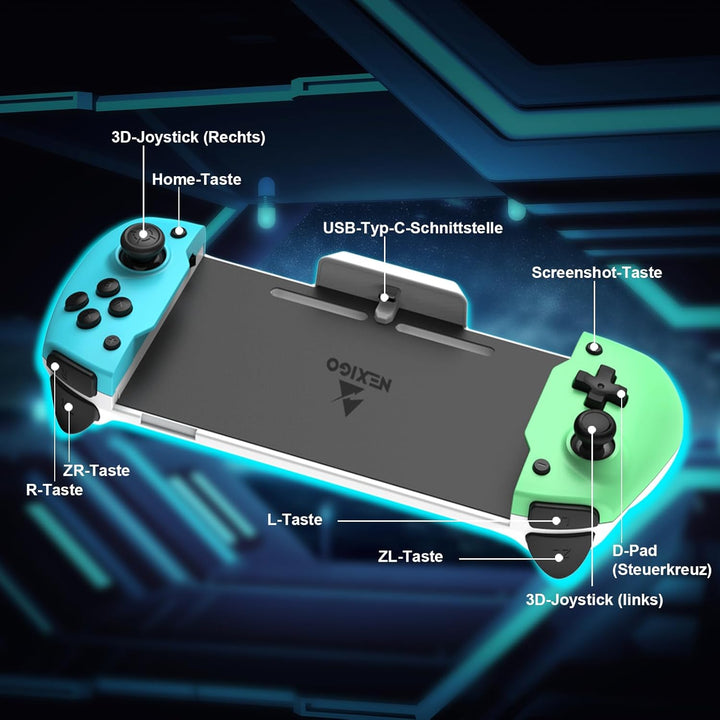 NexiGo Controller für den Handheld Modus, ergonomischer Controller für Nintendo Switch mit 6-Achsen-