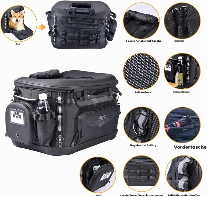 Hutexico Motorrad-Hundetragetasche, tragbare Haustier-Tragetasche, Haustier-Reisetasche, Katzentrage