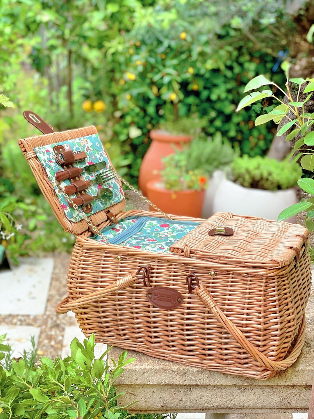 Les Jardins de la Comtesse - Picknickkorb Giverny – 2 Personen – Grün – komplett mit Kühlfach – Gesc