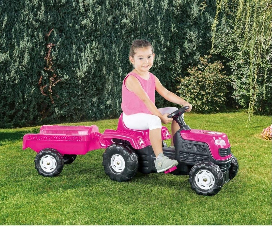 Dolu � Einhorn Kinder Traktor Pedalbetrieben & Anh�nger � Rosa Pedalbetriebener Traktor und Anh�nger