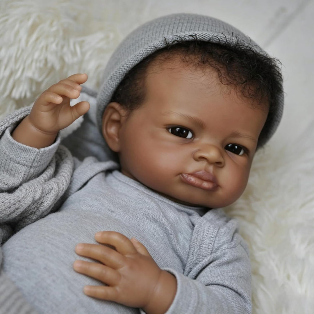 Zero pam 50 cm Reborn Baby Puppe Schwarze,Reborn Baby Junge Vollsilikon Lebensecht Anatomisch Korrek