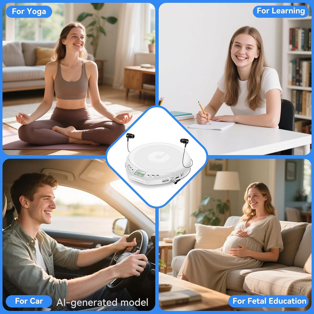 Gueray CD Spieler Tragbarer CD-Player Persönliche CD Players mit Kopfhörer LCD Display Anti-Skip Sch