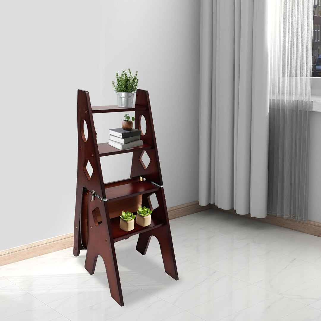 Leiterstuhl, 34x44,5x87 cm Klappbarer Bibliotheksleiter, Klappbarer Bibliotheksstuhl, Klappbarer 4-s
