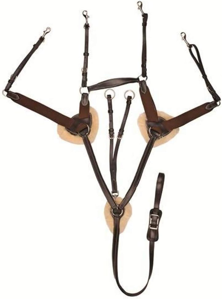 HKM Vorderzeug mit Martingal, unterlegt mit Lammfell braun L, braun L
