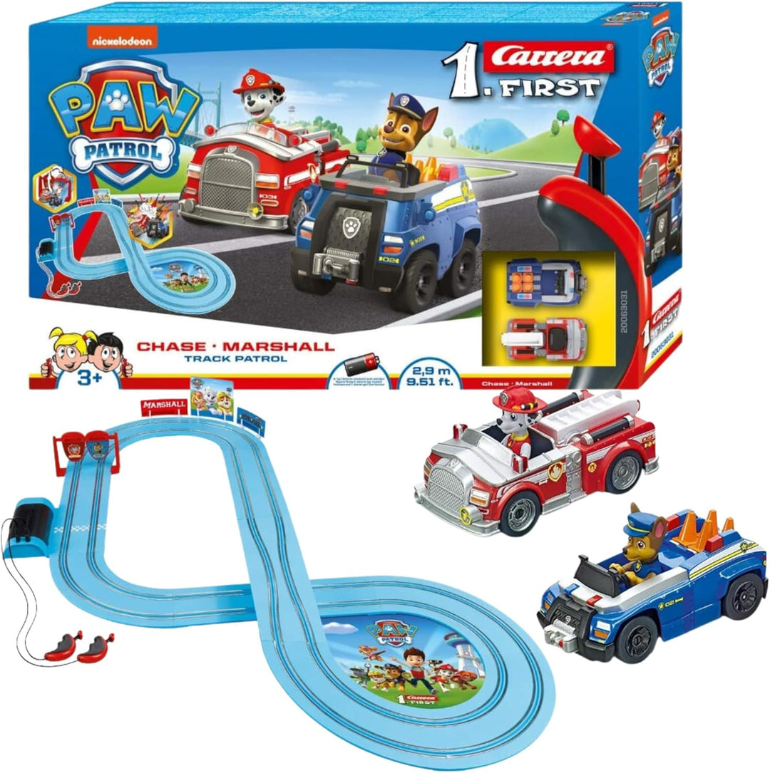 Carrera 20063031 FIRST PAW PATROL Track Patrol 2,4m Rennstrecken-Set | 2 ferngesteuerte Fahrzeuge mi