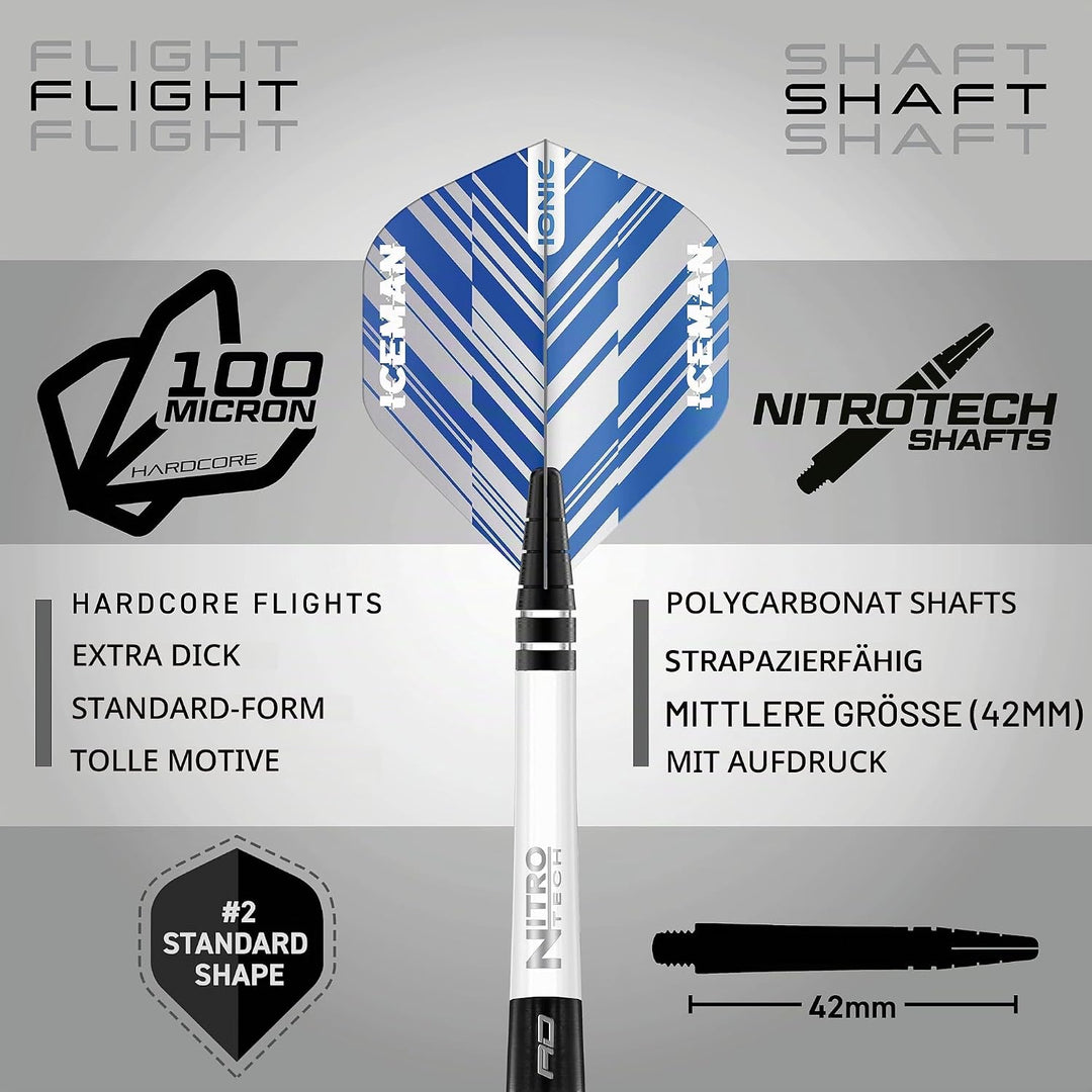 RED DRAGON Gerwyn Price Blue Ice SE - Tungsten Professional Darts Set with Flights and Nitrotech Sha