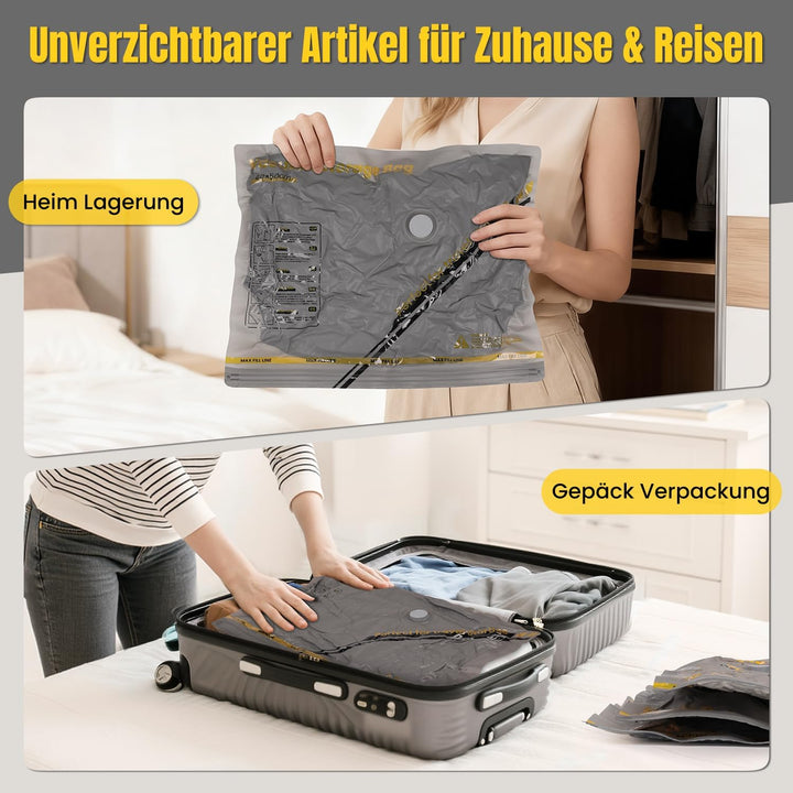 Vakuumbeutel für Kleidung mit Kabellose Vakuumpumpe – 9 Set wiederverwendbare Vakuumbeutel (40×40/40