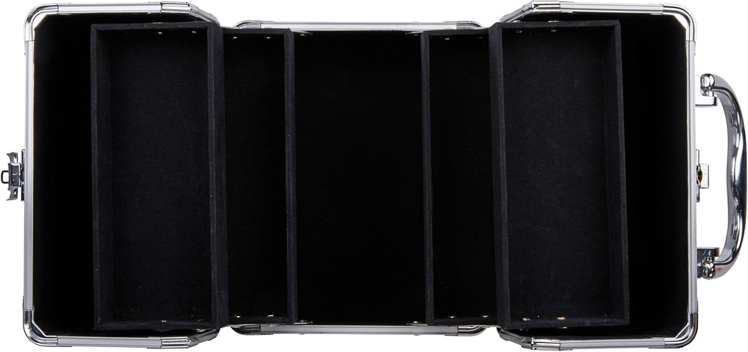Make-up Koffer Silber - Kosmetik Organizer - mit Griff und Schlüsselschloss - 18 x 15 x 15 cm - Inne
