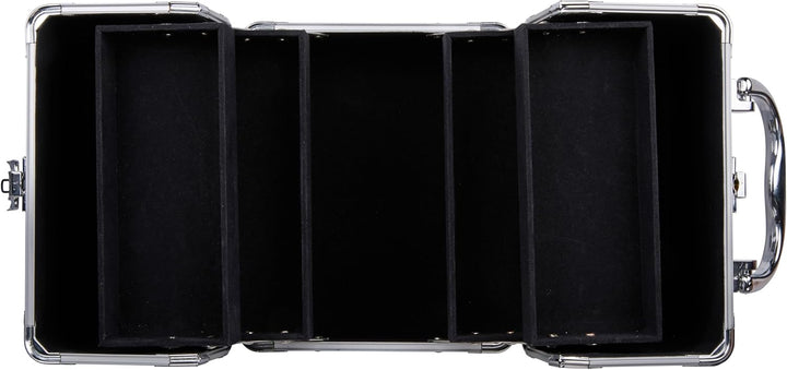 Make-up Koffer Silber - Kosmetik Organizer - mit Griff und Schlüsselschloss - 18 x 15 x 15 cm - Inne