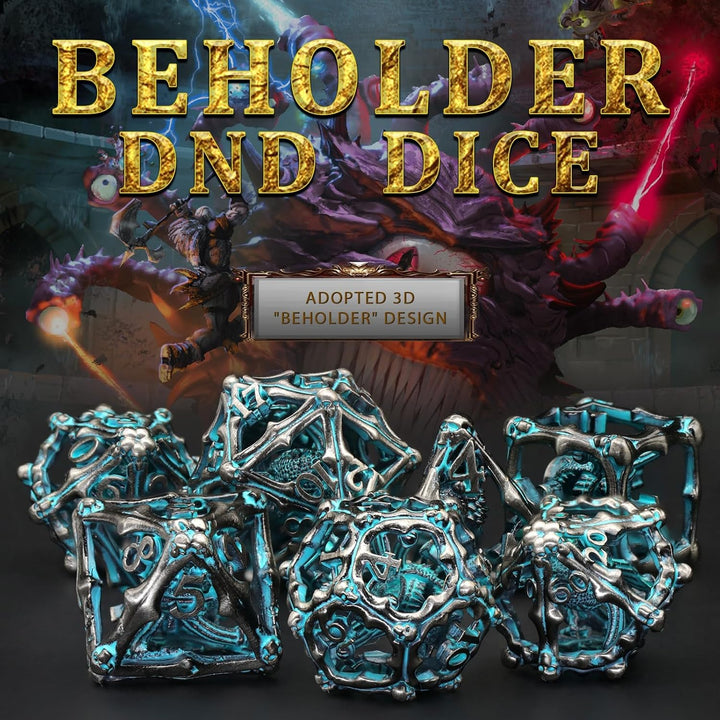 Beholder Würfelset, DND Würfel Metall Dice Set, ZHOORQI W20 Würfel Polyedrische Würfel für Dungeons
