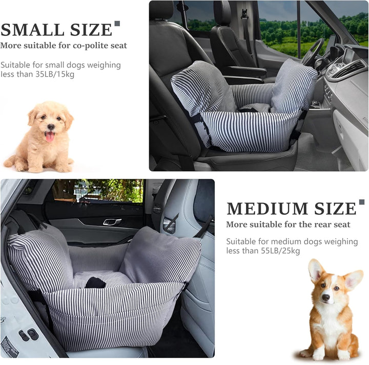 Johnear Autositz Sitzerhöhung für Mittlere Hunde 2 in 1 Hundebett Auto Reise mit 2 Taschen，geeignet