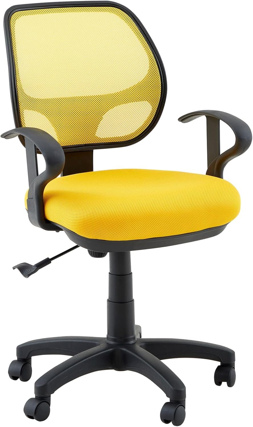 IDIMEX Kinderdrehstuhl COOL höhenverstellbar & schwenkbar, gelb – mit Wippmechanik, gepolsterte Sitz