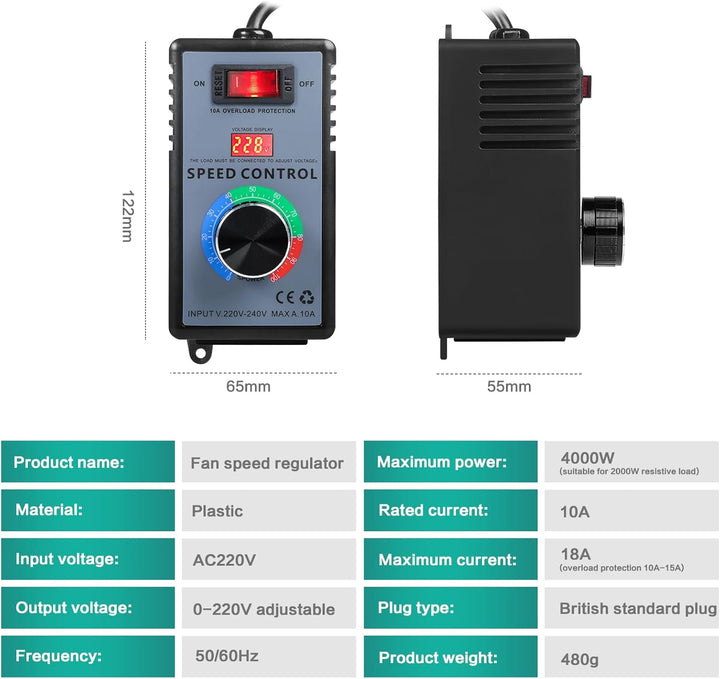 Ailao Drehzahlregler 230v Drehzahlregler Motor Verwendung für Winkelschleifer/Bläser/Handbohrer/Krei