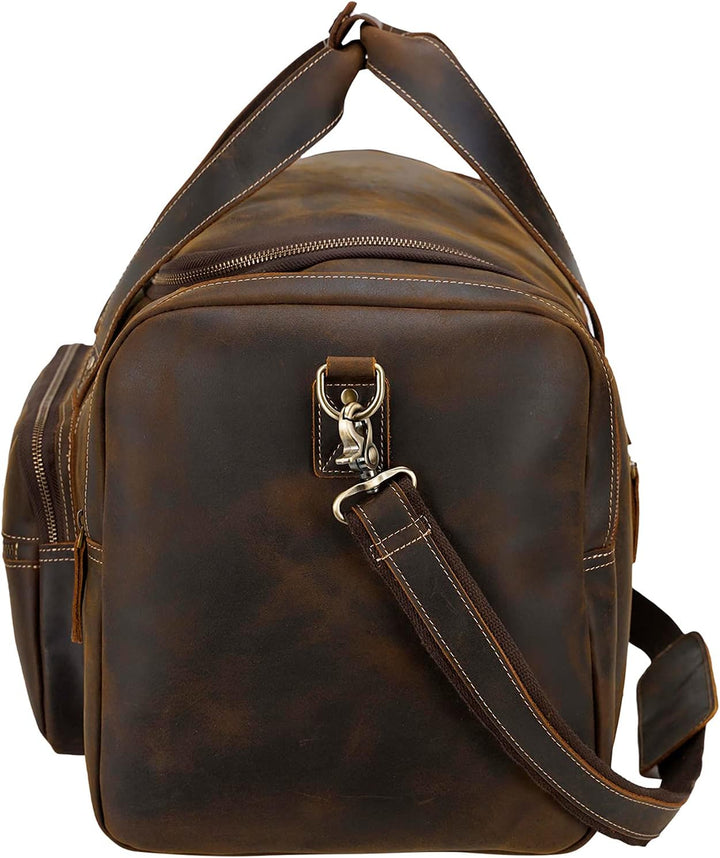 Polare Reisetasche für Herren, 58,4 cm, Vollnarbenleder, Wochenendtasche, Reisetasche Braun (66 Cm,