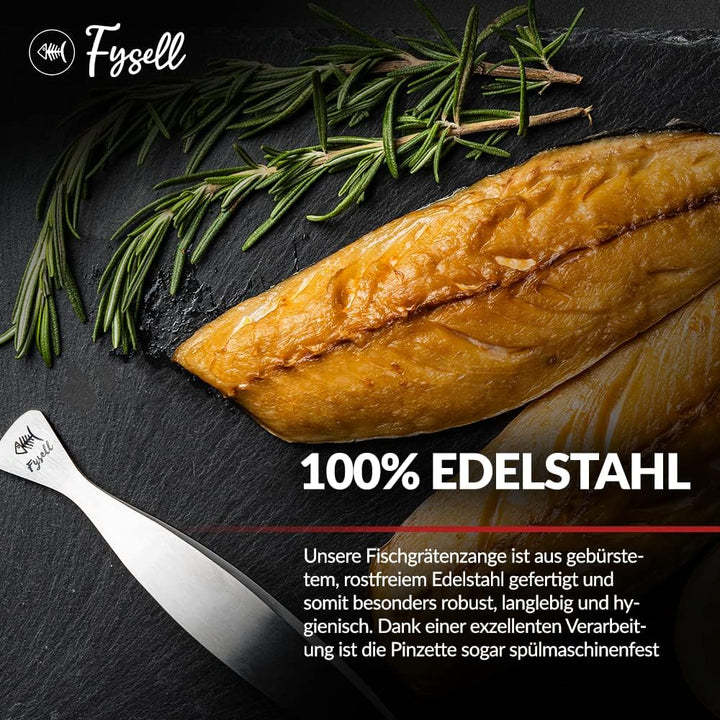 Fysell – Grätenzangen 3er Set für Fisch aus gebürstetem Edelstahl – Grätenpinzette mit geradem Kopf