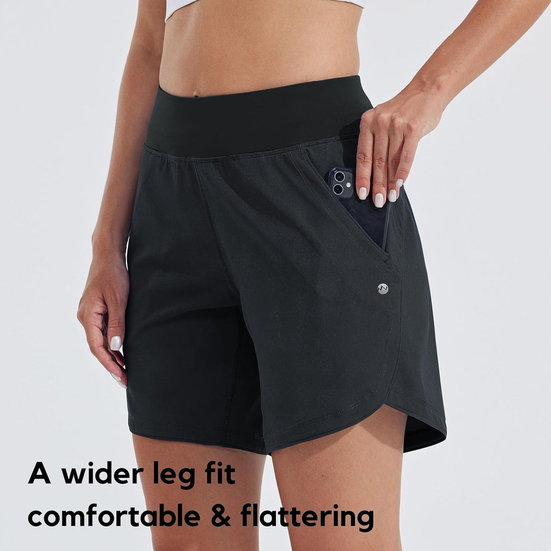 WILLIT Damen 7" Badeshorts Schwimmen Boardshorts Badehose Schnell Trocknend Bikini Shorts High Waist