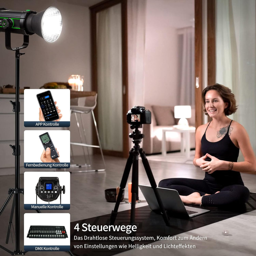 Weeylite 200W LED Videoleuchte Dimmbar 5600K LED Fotolicht Beleuchtung Set für Fotostudios, 22000LM,