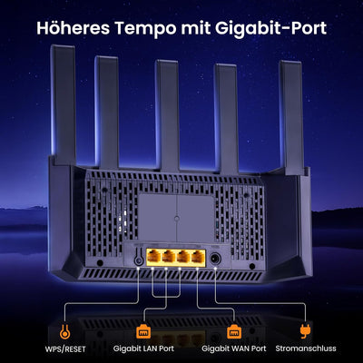 Tenda RX12L Pro Wi-Fi 6 WLAN Router (AX3000 Dualband 2402Mbit/s 5 GHz, 574Mbit/s 2,4GHz) 5x6dBi Ante