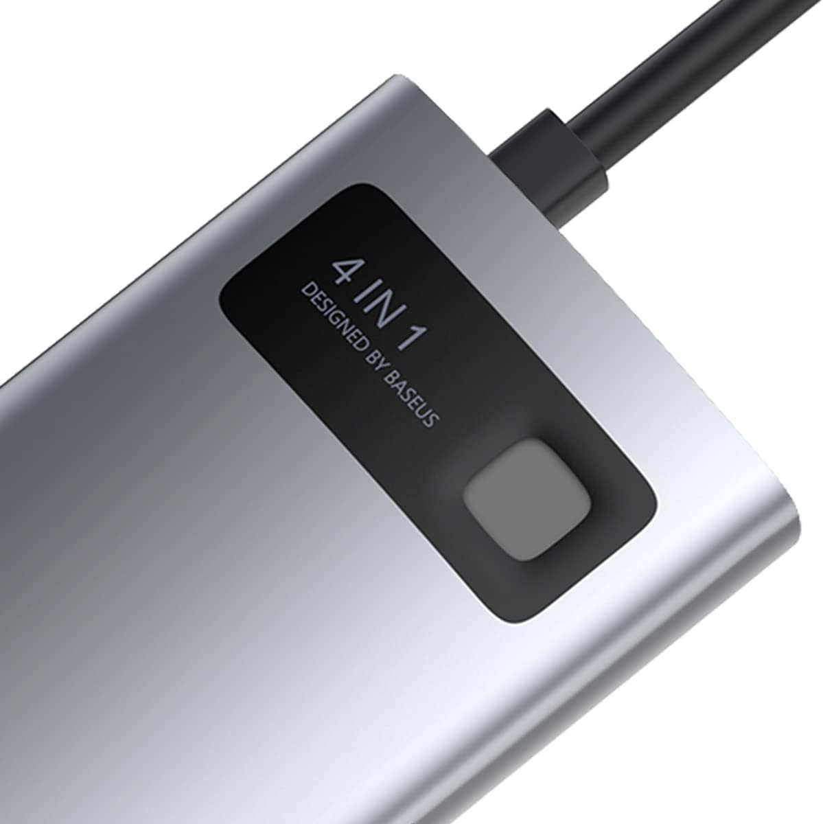 Baseus Metal Gleam 4 in 1, Multifunktions-PC/Telefon-Hub Adapter, Grau, Anzahl der Anschlüsse: 4, Ei