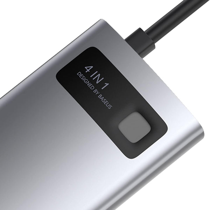 Baseus Metal Gleam 4 in 1, Multifunktions-PC/Telefon-Hub Adapter, Grau, Anzahl der Anschlüsse: 4, Ei