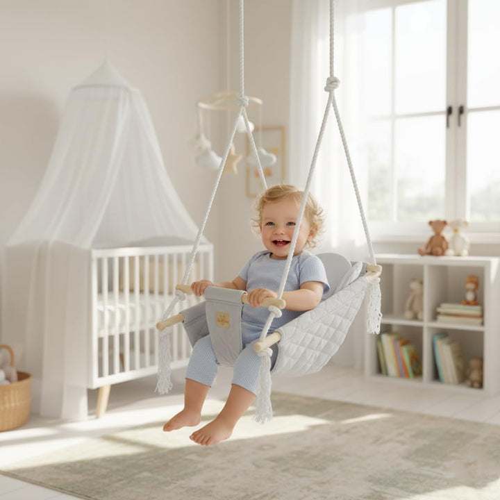 BlueKitty Wiege; Schaukel; Liegestuhl für Kinder; Babyschaukel; Kinderschaukel mit Kissen; Schaukel