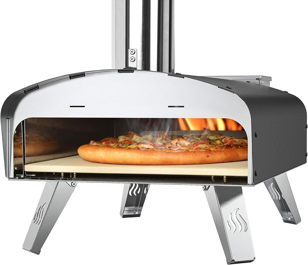 Mimiuo Pellet Pizzaofen,Outdoor pizzaofen mit 33x 33 cm Pizzastein und 36.5X 33.5cm Pizzaschalefel f
