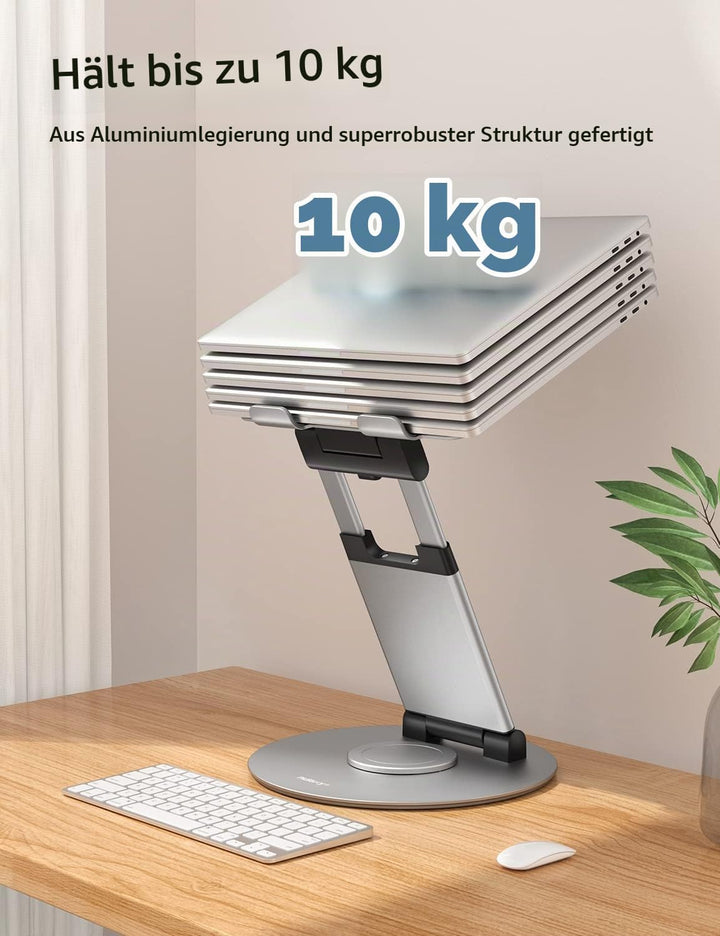 NULAXY Ausziehbare Laptop Ständer mit 360 Drehbarer Basis, Ergonomischer Laptopständer Höhenverstell