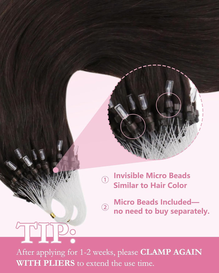 YoungSee Extensions Echthaar Microring Braun 40cm Microring Extensions Echthaar 1g Micro Ring Hair E