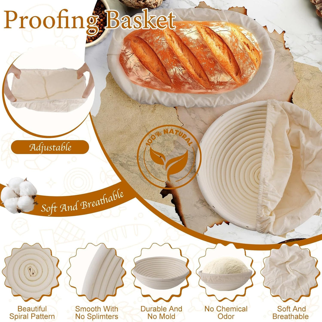 Sauerteig Starter Set, Gärkorb Brot Set, Komplettset Brot Backen Zubehör, Geschenk für Anfänger und