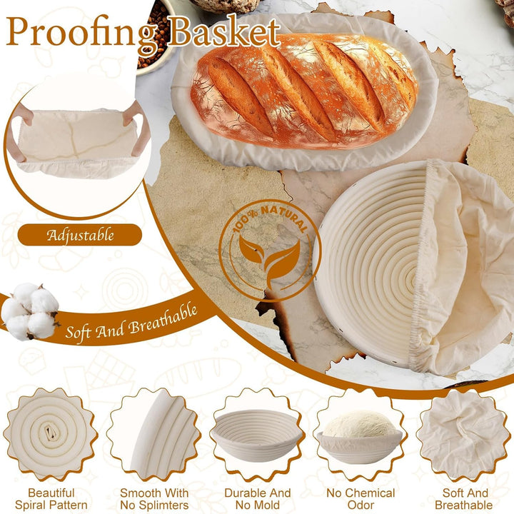Sauerteig Starter Set, Gärkorb Brot Set, Komplettset Brot Backen Zubehör, Geschenk für Anfänger und