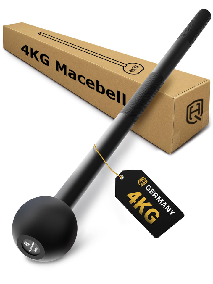 HQ Germany® Macebell [2-10kg] - 100% Stahl, ±200g Gewichtstoleranz - Pulverbeschichtete Mace Bell, G