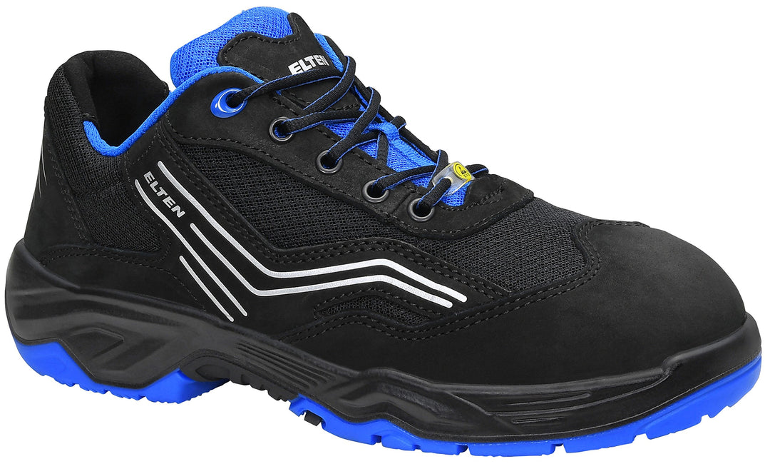 ELTEN Sicherheitsschuhe AMBITION blue Low ESD S1, Herren, sportlich, leicht, schwarz/blau, Stahlkapp