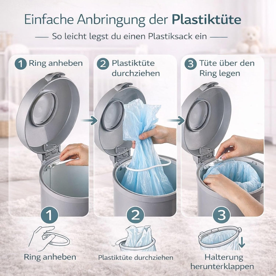 Fillikid Windeleimer Exklusiv | Windeltonne geruchlos | fasst ca. 40 Windel | gross und komfortabel