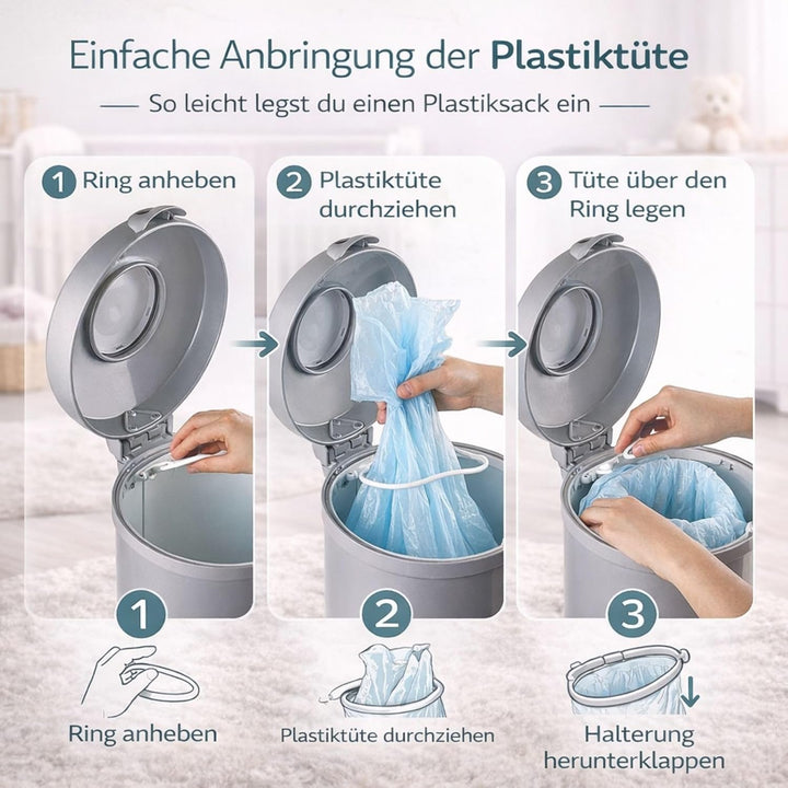 Fillikid Windeleimer Exklusiv | Windeltonne geruchlos | fasst ca. 40 Windel | gross und komfortabel