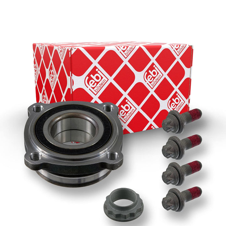 febi bilstein 38258 Radlagersatz mit Achsmutter und Befestigungsschrauben , 1 Stück