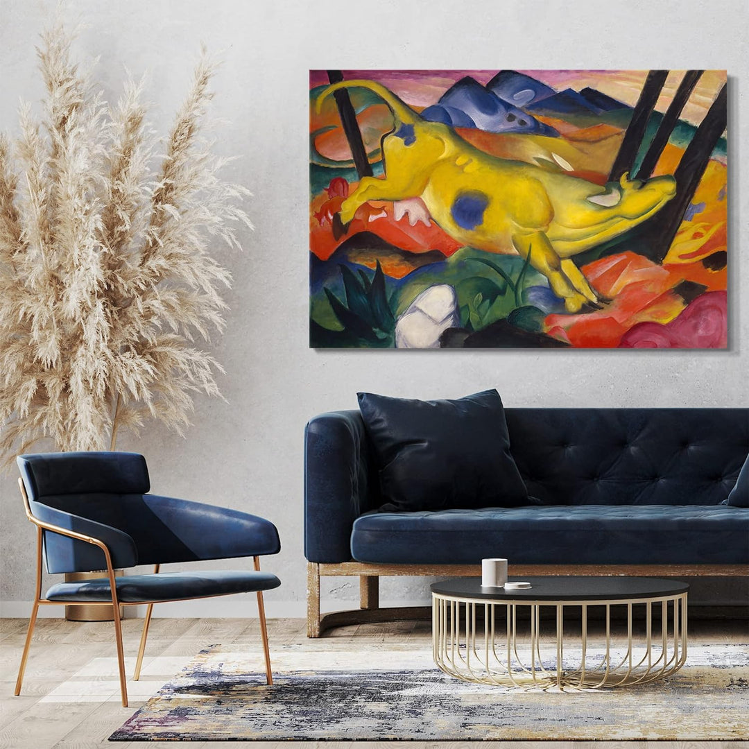 Printed Paintings Leinwand (80x60cm): Franz Marc - Gelbe Kuh (1911) 80x60 cm, 80x60 cm
