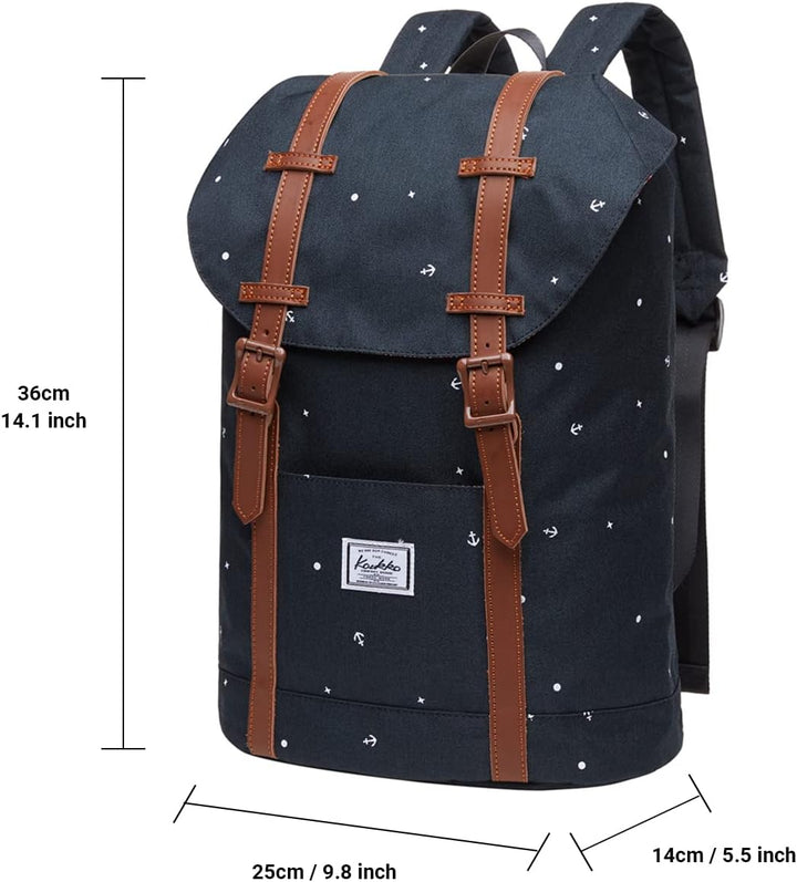 KAUKKO Rucksack Klein Damen Herren Schön und Praktisch Daypack für Schule, Uni, Beruf mit 10" Laptop
