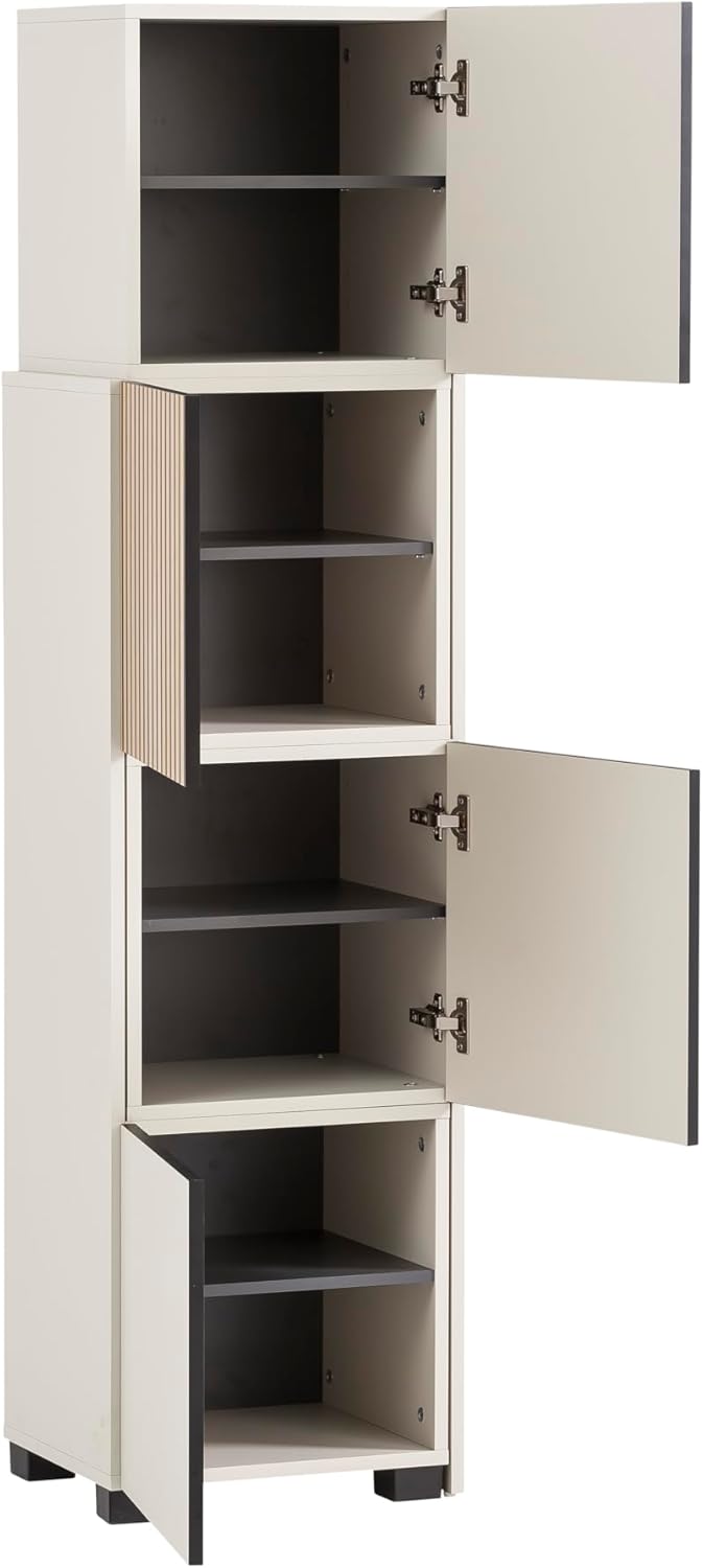 Schildmeyer 701941 Schieberegal Alexa, Holzwerkstoff, Cremebeige, Cremebeige