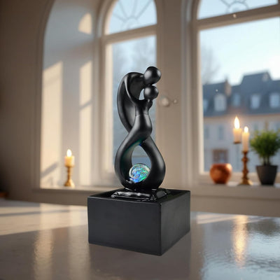 Zen'Light - Moderner Zimmerbrunnen Amor Schwarz mit Farbigem LED-Licht - Abnehmbare Skulptur - Zeitg