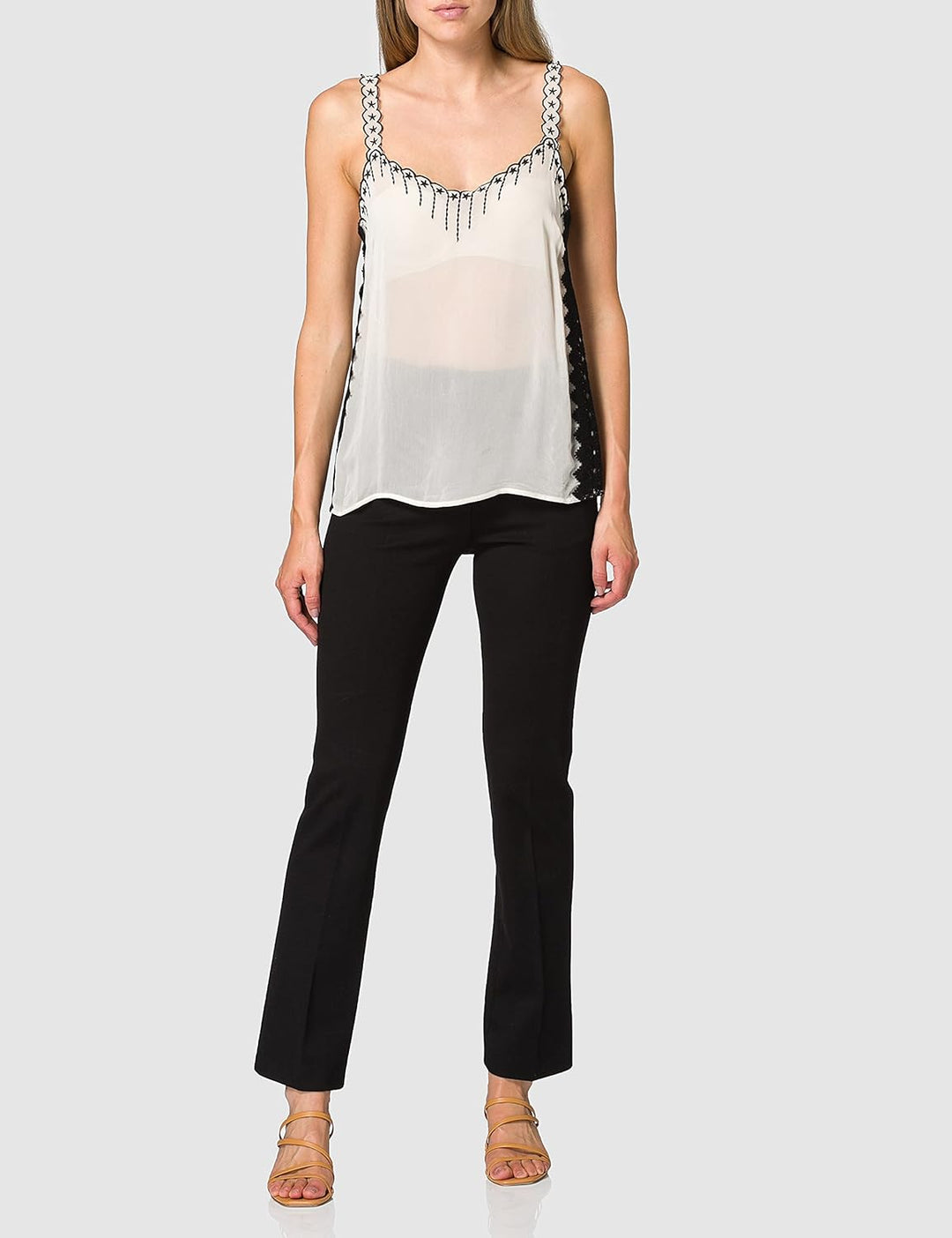 Pinko Damen RAGGIRATO Mode-Weste, Cz2_Ecru/Nero, 46N