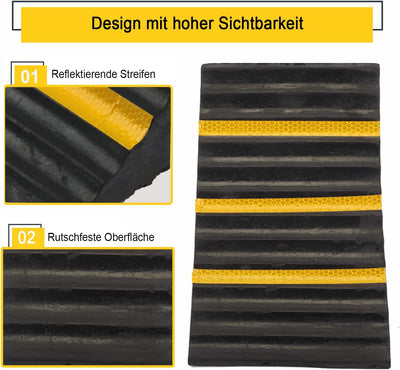 bimiti Gummi Unterlegkeil rutschfeste Unterseite Schwerlast, 2 Stück Unterlegkeile Bremskeile Schwar
