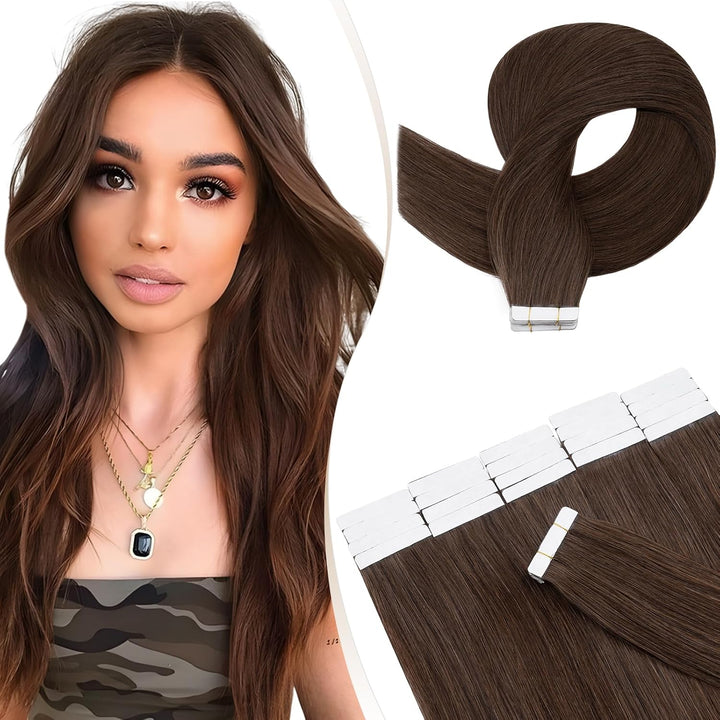 Elailite Tape Extensions Haarverlängerung - Invisible Tape Extensions Echthaar - Remy Real Human Hai