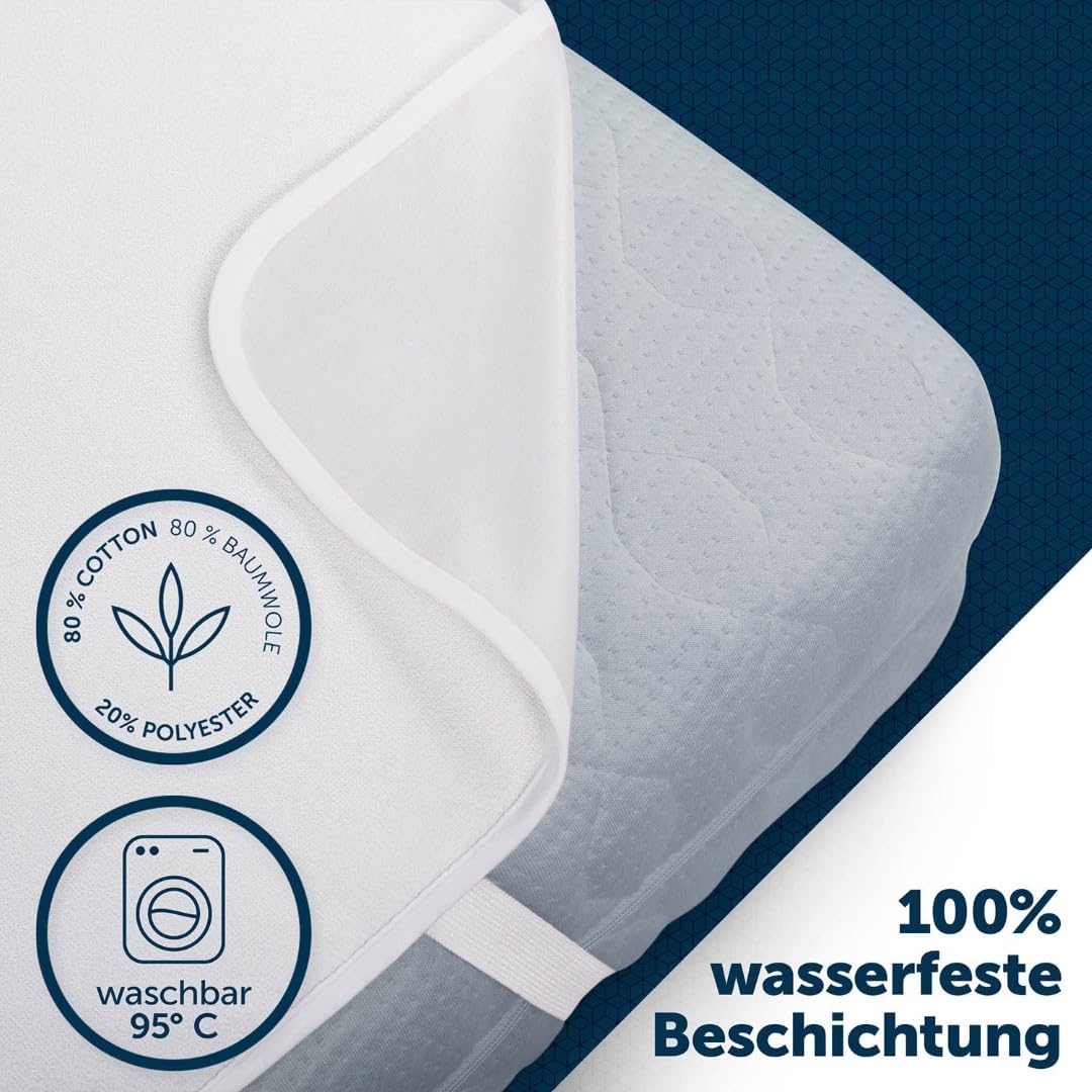 Blumtal Matratzenschoner 140x200cm 2er Set - wasserdichte Matratzenauflage 70x140cm aus 80% Baumwoll
