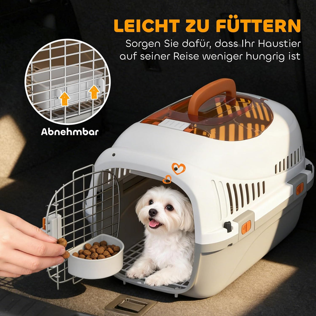 PawHut Transportbox Hundetransportbox für Katze Miniaturhunde bis 4kg 49x32x31cm Hundebox mit Dachöf