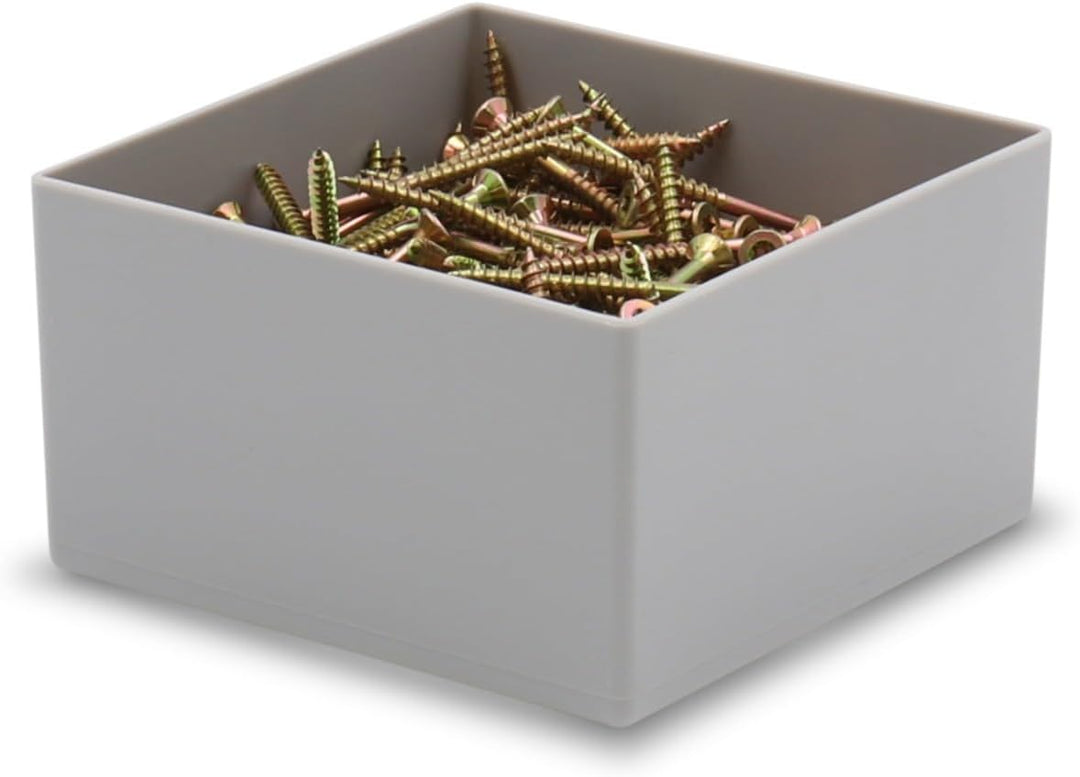 1a-TopStore 25 Stück Einsatzkasten E 63/3, grau, 63/3 108x108x63 mm, aus Polystyrol, Industrienorm,
