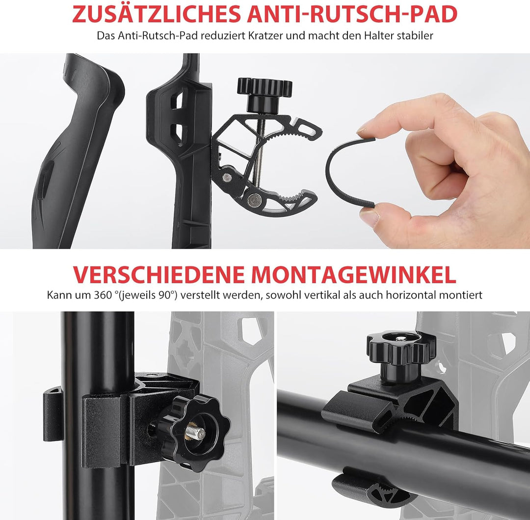 KEMIMOTO Fahrrad Flaschenhalter, Getränkehalter Fahrrad, Trinkflaschenhalter mit 1.5-4cm Metallklemm