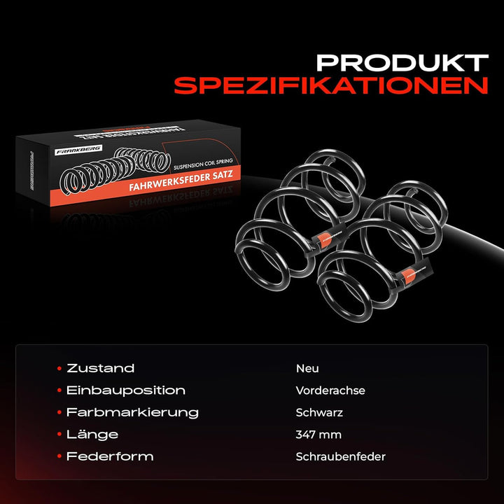 Frankberg 2x Federn Fahrwerksfeder Vorderachse Kompatibel mit A3 Cabriolet 8P7 1.4L-1.9L 2008-2013 R