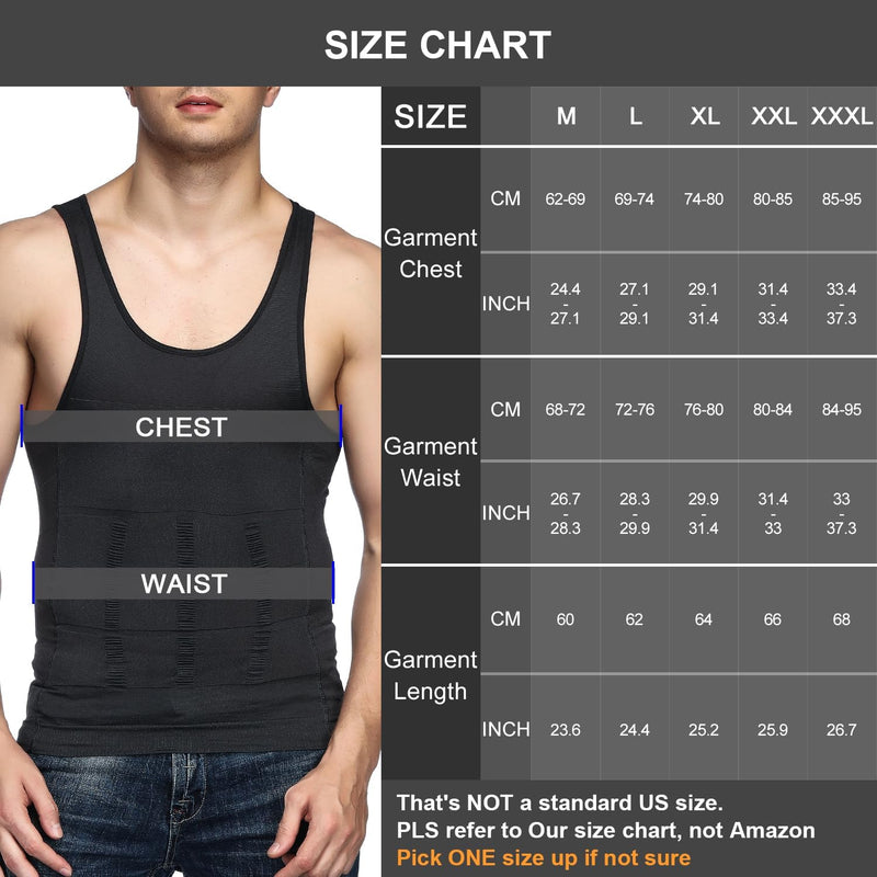 Odoland Unterhemd Herren Shapewear 3er Pack Kompressionsshirt Herren Body Shaper Bauchweg Shirt Tank